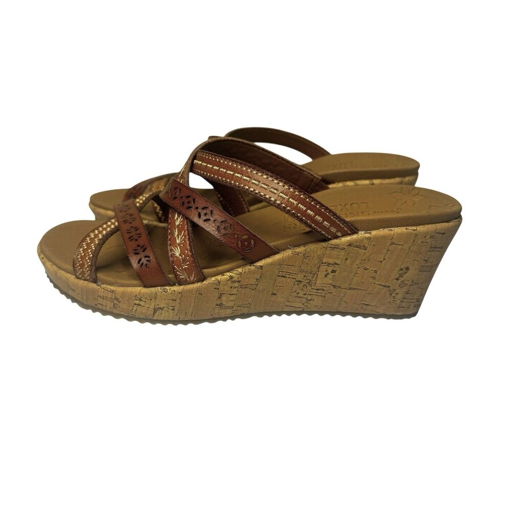 NEW Skechers Cali Beverlee Wedge Tiger Posse Size 8 Strappy Sandal Vacation Boho